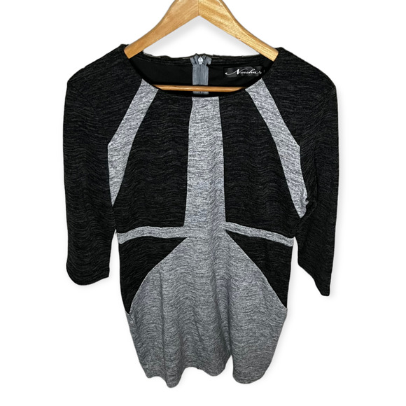 Neesha Women's Heathered Dark & Light Gray Knit Sweater Dress Round Neck Size L - Picture 14 of 14